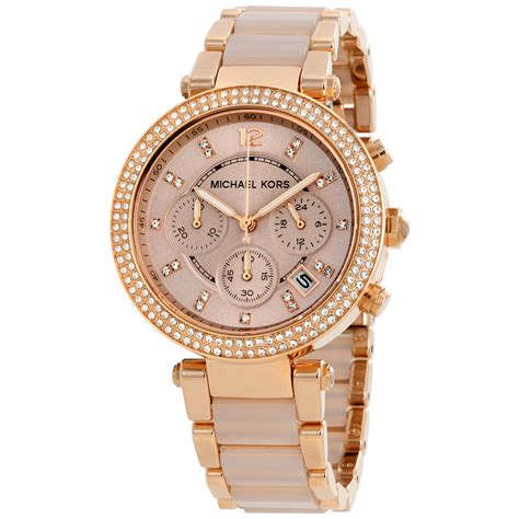 michael kors rose gold watch women's|michael kors parker chronograph watch.